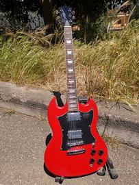 Chitarra Elettrica SG Style Rossa Doppio Humbucker