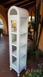 Vetrina a Cupola in Noce Bianco Shabby Chic 