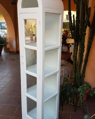 Vetrina a Cupola in Noce Bianco Shabby Chic 