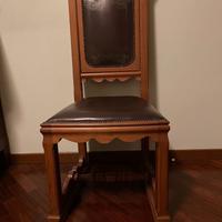 SEDIA VINTAGE ANNI '60 ROVERE E CUOIO