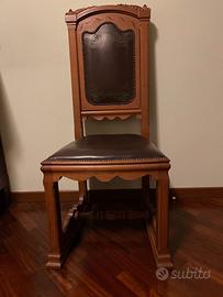 SEDIA VINTAGE ANNI '60 ROVERE E CUOIO