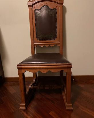 SEDIA VINTAGE ANNI '60 ROVERE E CUOIO