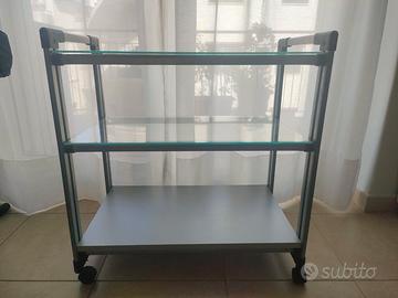 carrello in acciaio e vetro