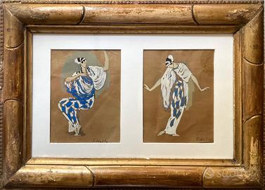 Splendido pochoir coppia femminile art deco