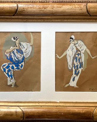 Splendido pochoir coppia femminile art deco