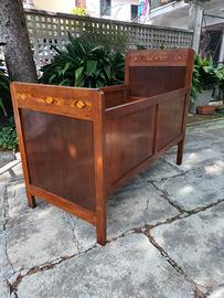 Letto Culla Antica in legno intarsiato Art Déco 