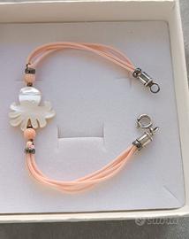 BRACCIALETTO MADREPERLA CORALLO ROSA ARGENTO 925