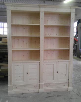 libreria 2 vani in abete ante cassetti ripiani