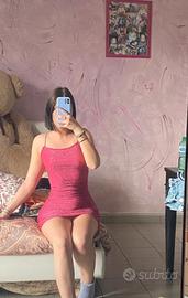 Tubino glitter rosa donna