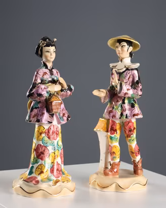 Coppia di Figure in Ceramica Manifattura Artenova