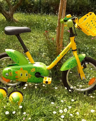 Bicicletta Bambino BTWIN 14" con Rotelle e Cestino