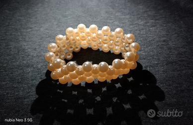 bracciale di perle multifilo elastico