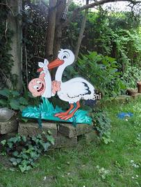 Cicogna nascita. sagome in legno