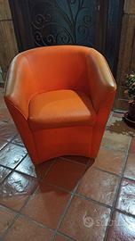 Poltrona Design Moderno ecoPelle Arancione