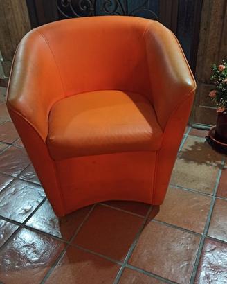 Poltrona Design Moderno ecoPelle Arancione