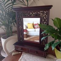 Specchio vero legno con cassetti portaoggetti