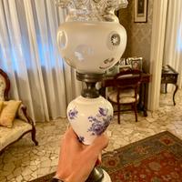 Lampada da tavolo vintage in ceramica e vetro
