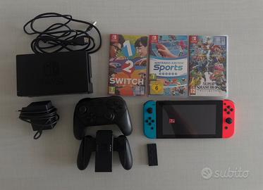 Nintendo Switch V2 + 3 Giochi + Pro Controller