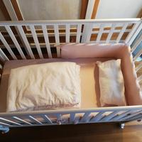 Lettino completo con sponde, materasso,cuscino etc