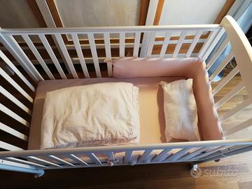 Lettino completo con sponde, materasso,cuscino etc
