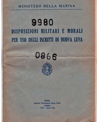 1930 ANNO VIII° E.F. DISPOSIZIONI ISCRITTI LEVA MM