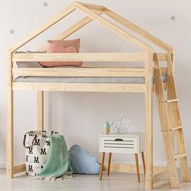 Letto a Castello/Casetta in Legno Naturale