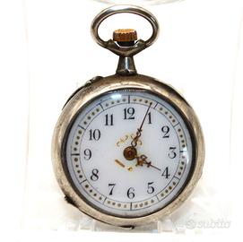 Splendido orologio signora argento fine 1800