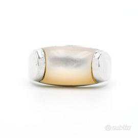 Anello Bulgari Tronchetto oro bianco e madre perla
