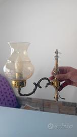 Plafoniera per parete ottone e vetro