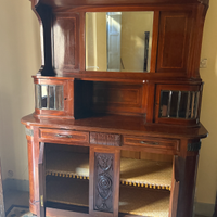 Cristalliera vintage in legno massello con specchi