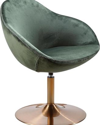 Poltrona Girevole Imbottita Velluto Verde, 2 unita