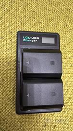 Caricabatteria doppio per macchina fotografica.