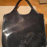 Borsa in vernice blu Giorgio Armani 