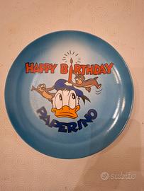Piatto celebrativo Happy Birthday Paperino