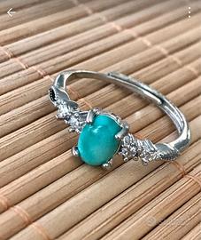 Anello in argento, regolabile, con turchese