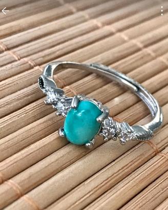 Anello in argento, regolabile, con turchese