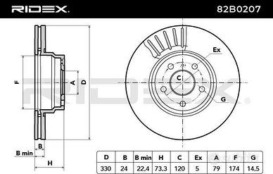 RIDEX 82B0207 Disco freno per BMW Serie 1, Serie 3