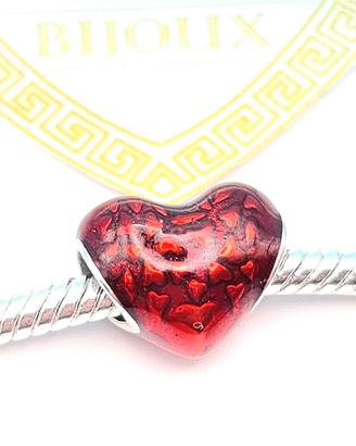 Charm argento 925 cuore rosso cuoricini love amore