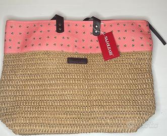 Borsa capiente stoffa e rafia naj-oleari nuova
