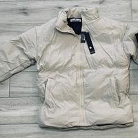 Giubbotto beige in nylon con badge Stone Island