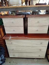 Cassettiera con coppia di comodini panna ciliegio