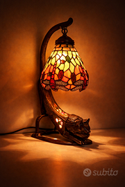 Lampada da Tavolo stile Tiffany – Gatto in Metallo