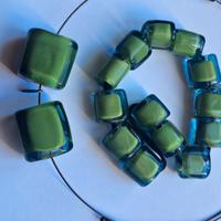 collier e bracciale di grossi cubi Murano