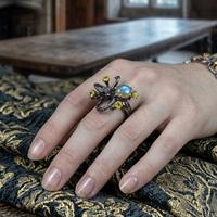 Anello artigianale in argento con labradoriti natu