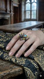 Anello artigianale in argento con labradoriti natu