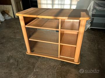 Mobile porta TV con vetrinetta e ruote - 78cm
