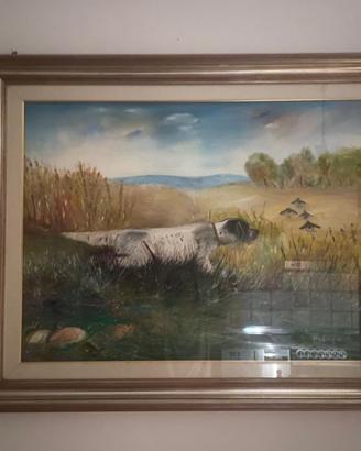 Quadro dipinto firmato Migliorini –scena di caccia