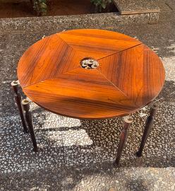 Tavolino rotondo scomponibile in palisandroanni 60