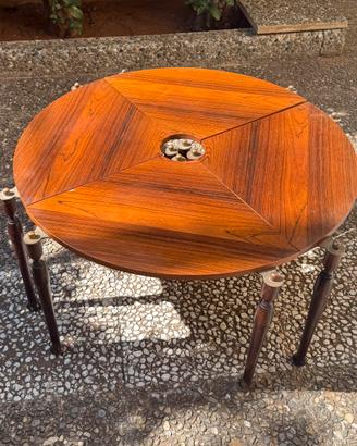 Tavolino rotondo scomponibile in palisandroanni 60