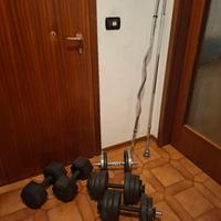 Bilanveri e manubri piu pesi vari.